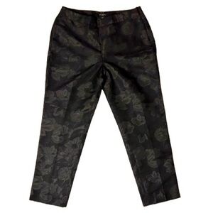 Talbots Heritage Women's Size 10p Black Floral Jacquard Ankle Dress Pants